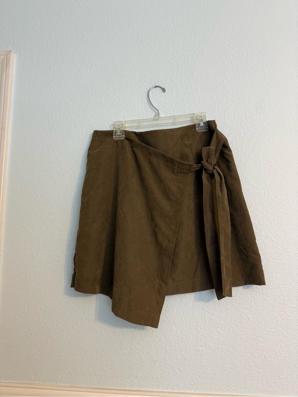 HYFVE Olive Brown Wrap Mini Skirt with Side Tie